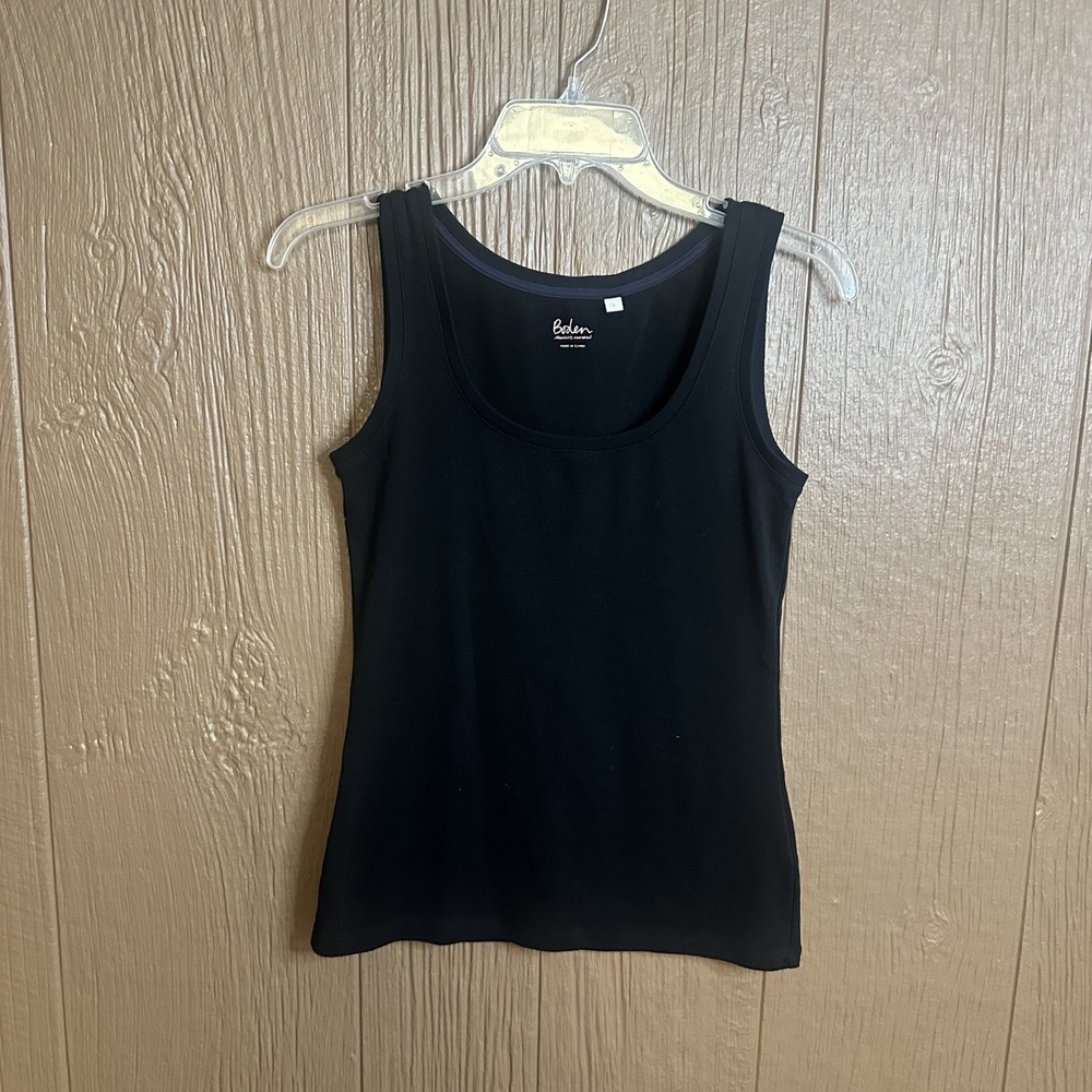 Boden Absolutely Essential Scoop Neck Sz S Black Cotton Tank Top Basic Everyday